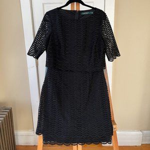 Lauren by Ralph Lauren Black Eyelet Lace Dress Size 12